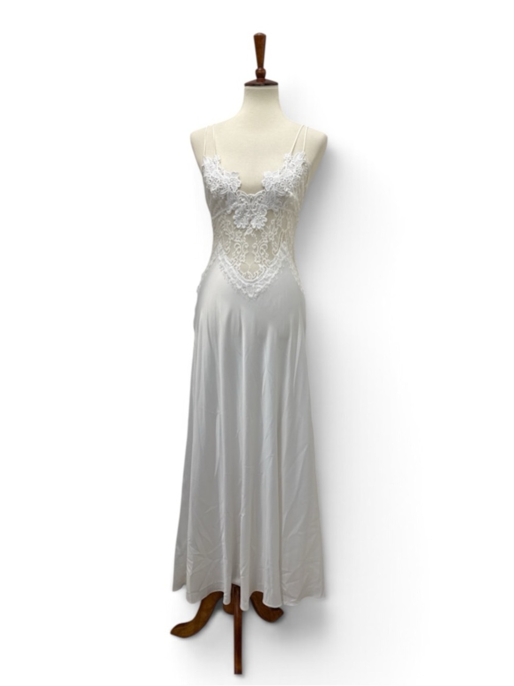 Jonquil By Diane Samandi White Satin/Lace Sheer nightgown Sz S NWT